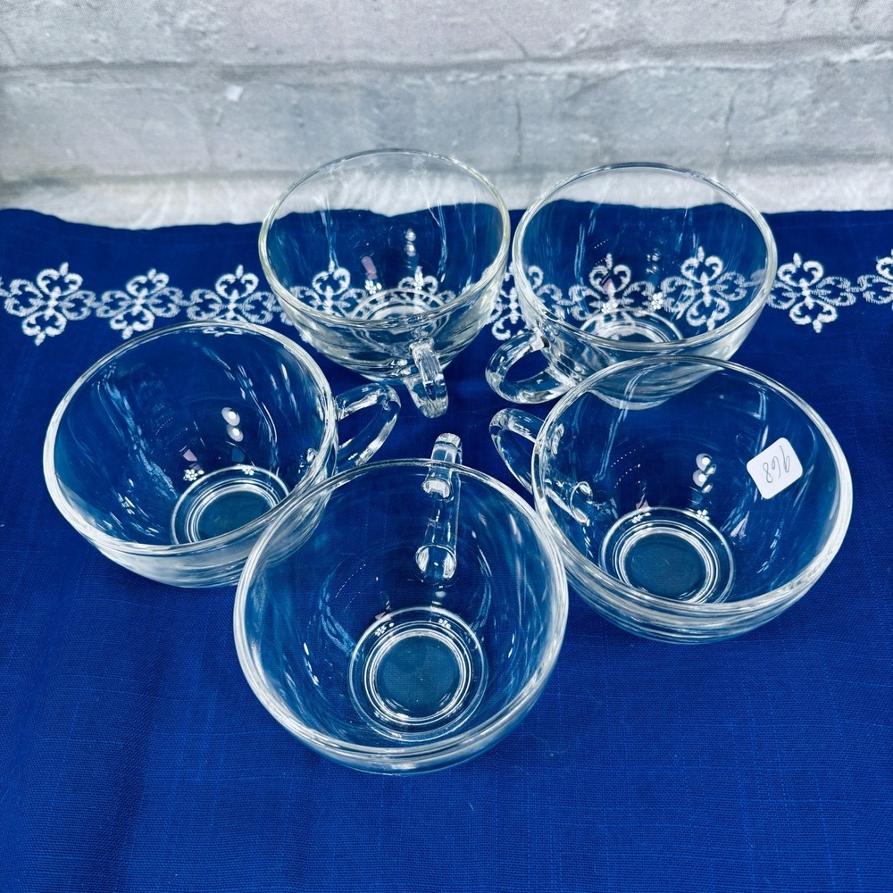 Vintage Anchor Hocking Clear Glass 4 oz Punch Tea Cups Lot of 5